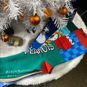 Peanuts Green and Blue Casual Socks